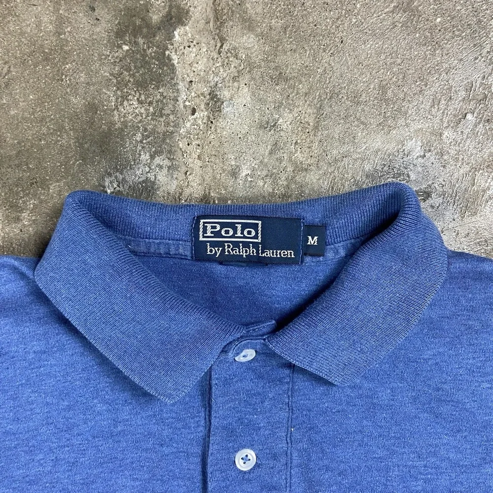 Vintage 90s Polo Ralph Lauren Polo Shirt Size Medium Blue Red Pony Logo